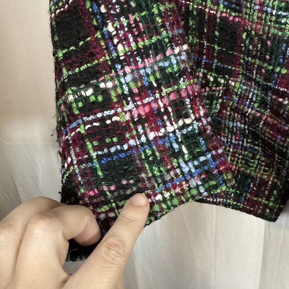 Women’s Multicolored Wool Blend Blazer Size 14 Petite Preowned - Picture 6 of 16